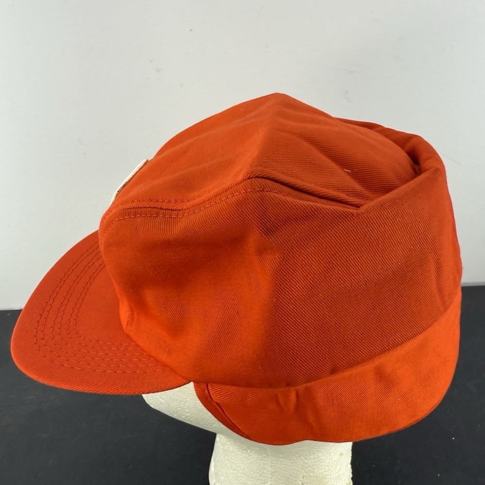 Vintage Golden Harvest Hat Cap Ear Flaps Trapper Orange Fitted 7 K-Brand - Picture 5 of 13